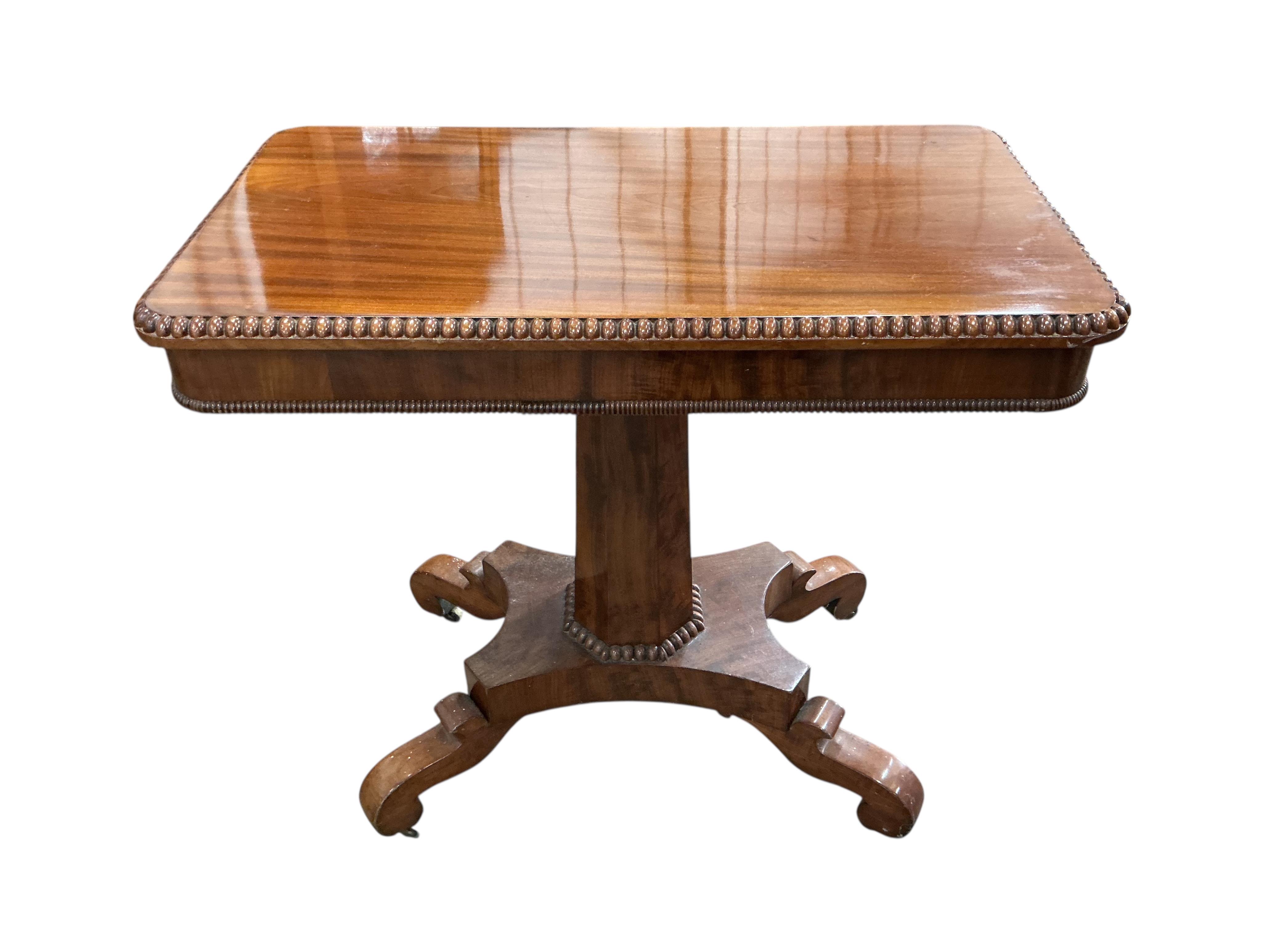 An early Victorian rectangular mahogany centre table, width 80cm, depth 46cm, height 73cm